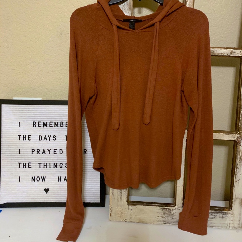 Forever 21 Knit Sweater Rust Autumn Hoodie Medium